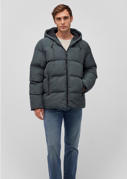 Kapüşonlu Yeşil Şişme Mont 0110349-71598