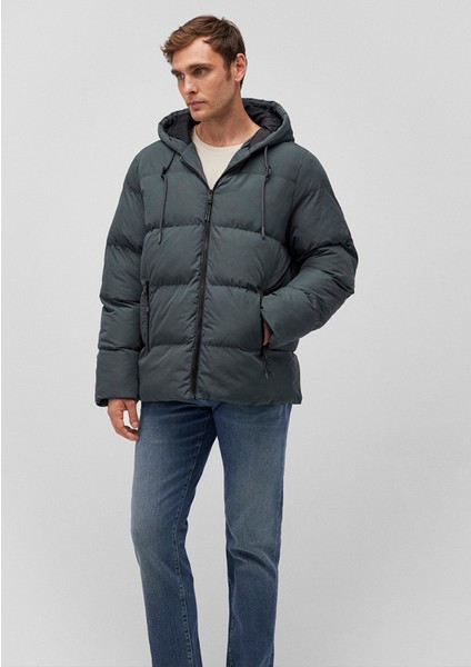 Kapüşonlu Yeşil Şişme Mont 0110349-71598