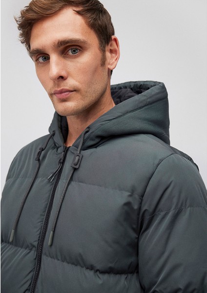 Kapüşonlu Yeşil Şişme Mont 0110349-71598