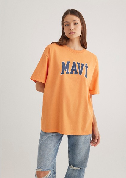 Mavi Logo Baskılı Turuncu Tişört 1600843-71407