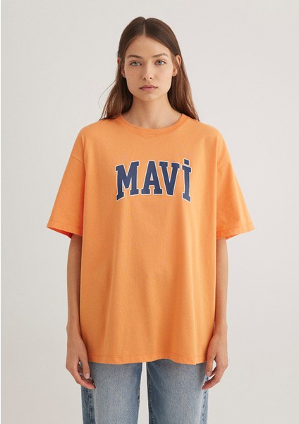 Mavi Logo Baskılı Turuncu Tişört 1600843-71407