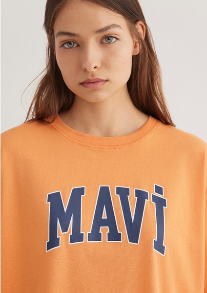 Mavi Logo Baskılı Turuncu Tişört 1600843-71407