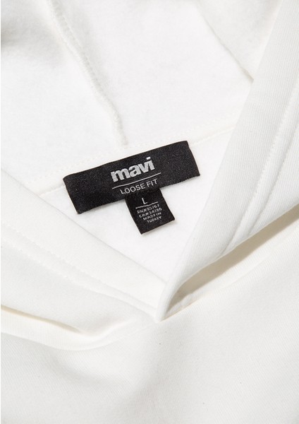 Kapüşonlu Beyaz Basic Sweatshirt 0S10275-70057