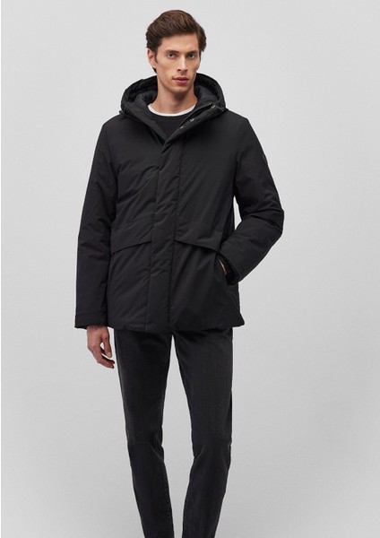 Kapüşonlu Siyah Parka 0110443-900