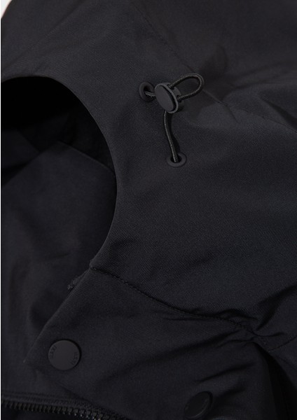 Su İtici Kapüşonlu Siyah Uzun Ceket 0110430-900