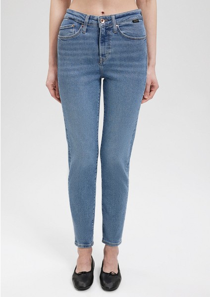 Cindy Gold Shape Gölgeli İndigo Mavisi Jean Pantolon 100277-33555