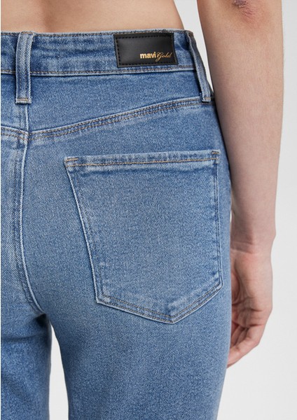 Cindy Gold Shape Gölgeli İndigo Mavisi Jean Pantolon 100277-33555