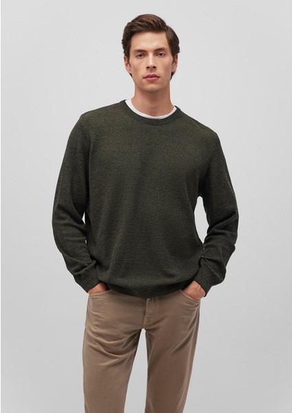 Bisiklet Yaka Haki Basic Kazak 070781-34343