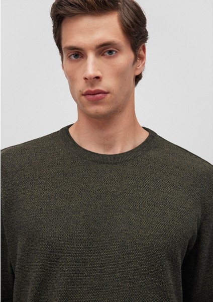 Bisiklet Yaka Haki Basic Kazak 070781-34343