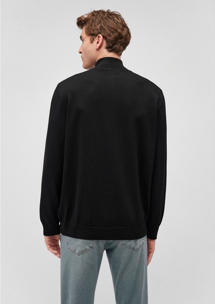 Yarı Fermuarlı Siyah Kazak 0710153-900