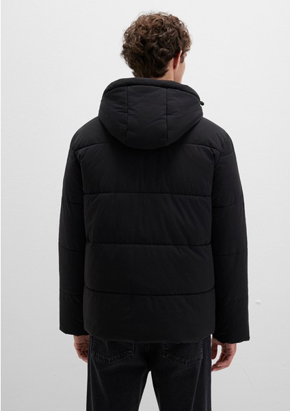 Kapüşonlu Siyah Şişme Mont 0110211-900