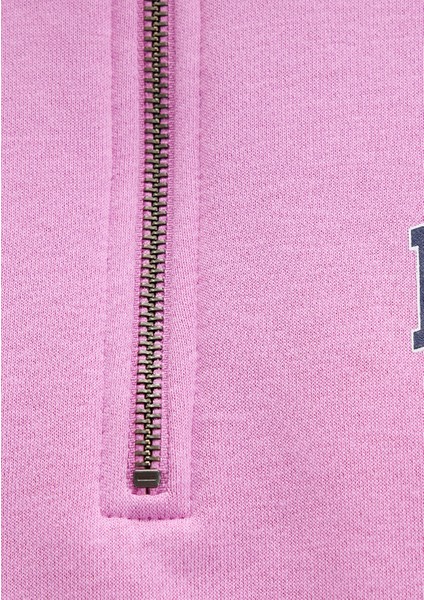 Mavi Logo Baskılı Yarı Fermuarlı Pembe Sweatshirt 1S10373-71067