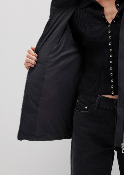 Su İtici Kapüşonlu Siyah Şişme Mont 1110445-900