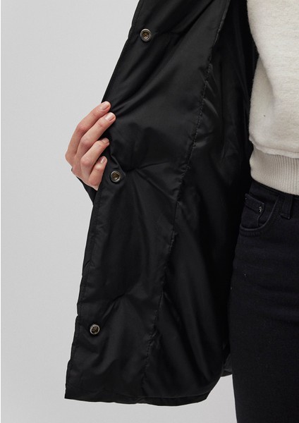 Kapüşonlu Siyah Şişme Mont 1110045-900