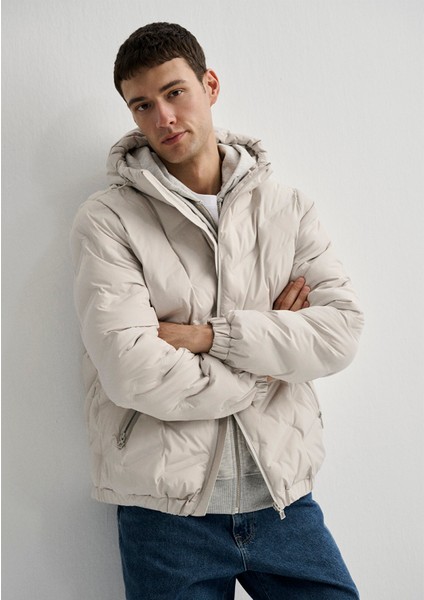 Kapüşonlu Bej Ceket 0110368-70144