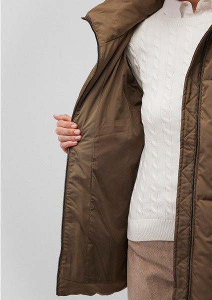 Kapüşonlu Kahverengi Şişme Mont 1110075-82046