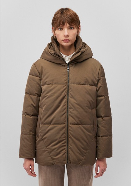 Kapüşonlu Kahverengi Şişme Mont 1110075-82046