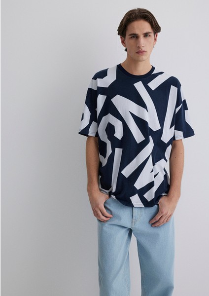 MVJNS Baskılı Lacivert Tişört 0610271-70490