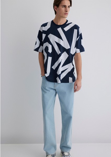 MVJNS Baskılı Lacivert Tişört 0610271-70490