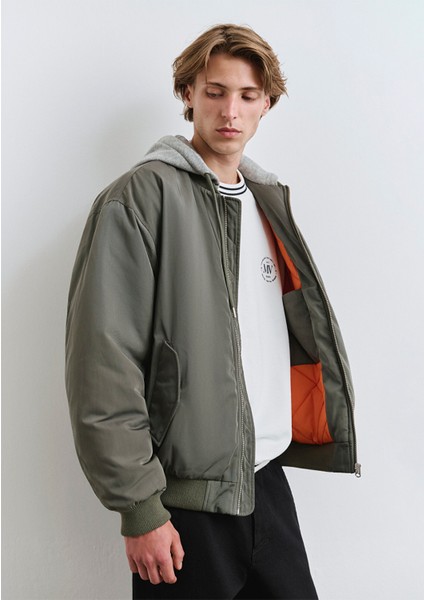 Kapüşonlu Yeşil Mont 0110563-86961