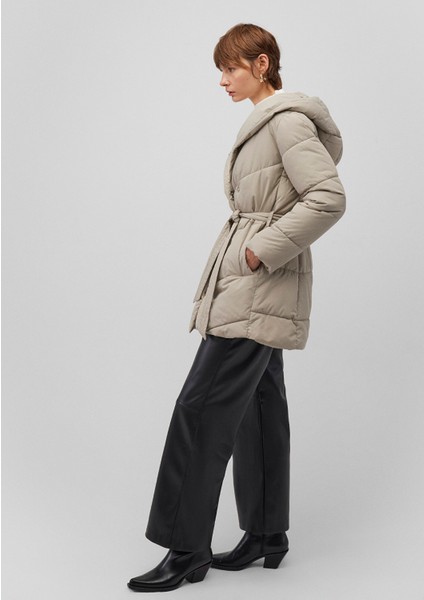Kapüşonlu Bej Şişme Mont 1110045-70154