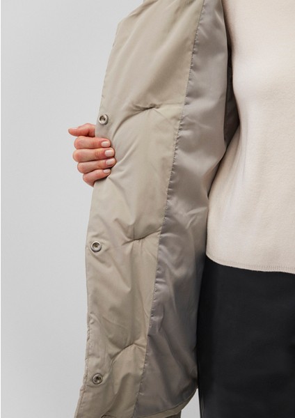 Kapüşonlu Bej Şişme Mont 1110045-70154