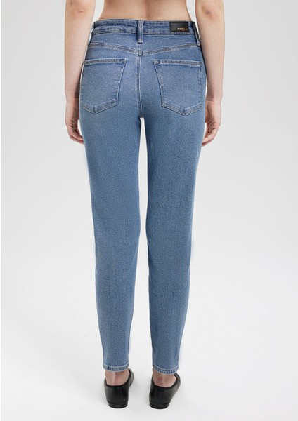 Cindy Gold Shape Gölgeli İndigo Mavisi Jean Pantolon 100277-33555