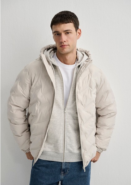 Kapüşonlu Bej Ceket 0110368-70144