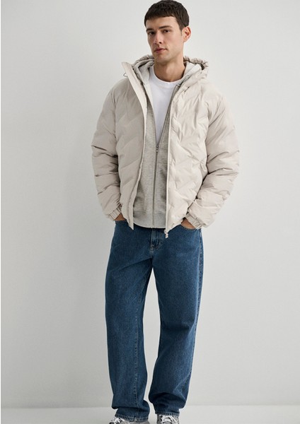 Kapüşonlu Bej Ceket 0110368-70144