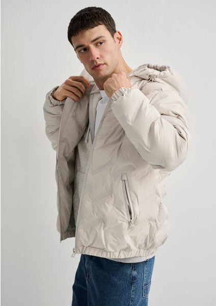 Kapüşonlu Bej Ceket 0110368-70144