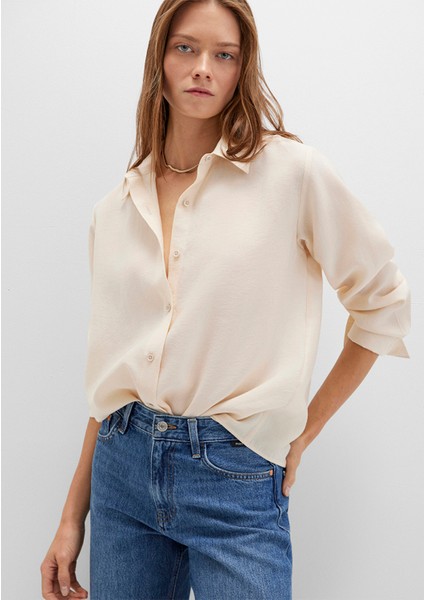 Bej Tencel Tm Liyosel Gömlek 1211373-70005