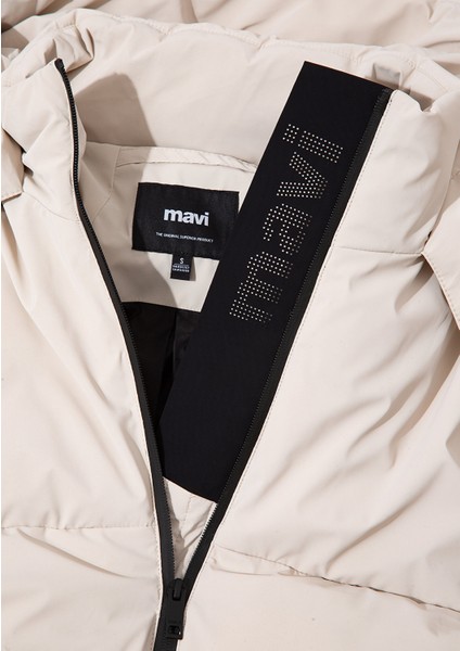 Kapüşonlu Bej Şişme Mont 1110487-70136