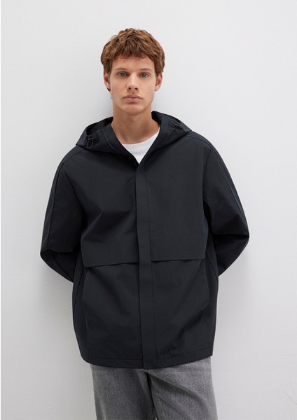 Su İtici Kapüşonlu Siyah Ceket 0110348-900