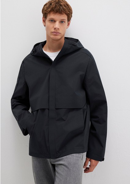 Su İtici Kapüşonlu Siyah Ceket 0110348-900
