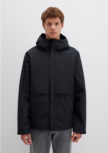 Su İtici Kapüşonlu Siyah Ceket 0110348-900