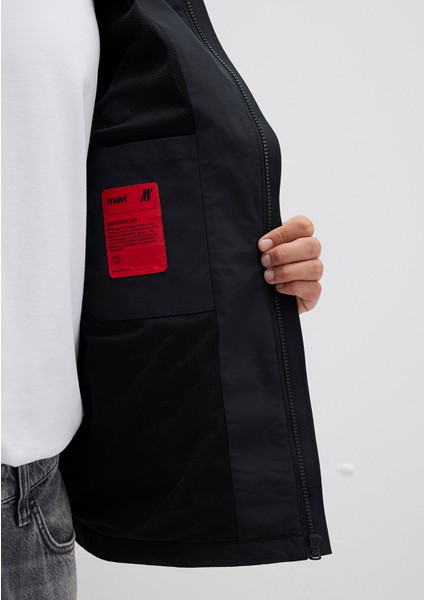 Su İtici Kapüşonlu Siyah Ceket 0110348-900