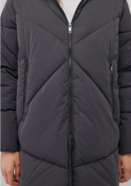 Kapüşonlu Antrasit Şişme Mont 1110489-80106