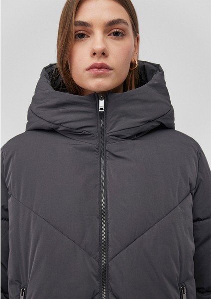 Kapüşonlu Antrasit Şişme Mont 1110489-80106