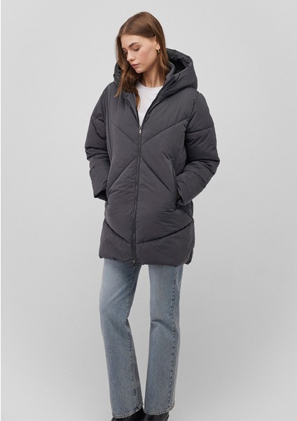 Kapüşonlu Antrasit Şişme Mont 1110489-80106