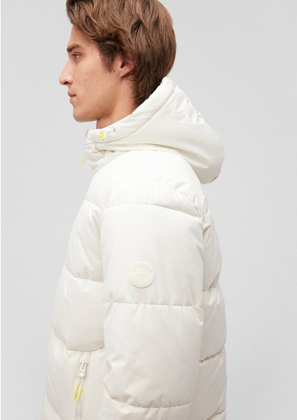 Kapüşonlu Beyaz Şişme Mont 0110211-71621