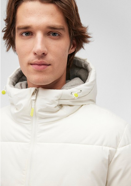 Kapüşonlu Beyaz Şişme Mont 0110211-71621