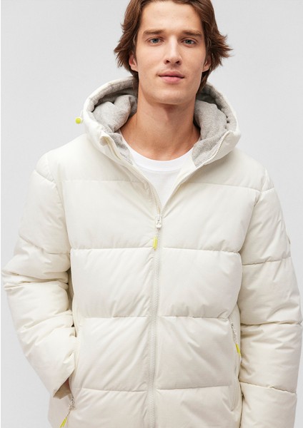 Kapüşonlu Beyaz Şişme Mont 0110211-71621