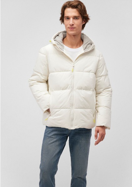 Kapüşonlu Beyaz Şişme Mont 0110211-71621