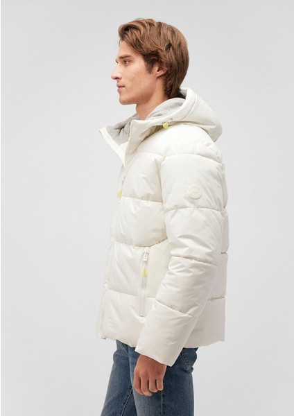 Kapüşonlu Beyaz Şişme Mont 0110211-71621