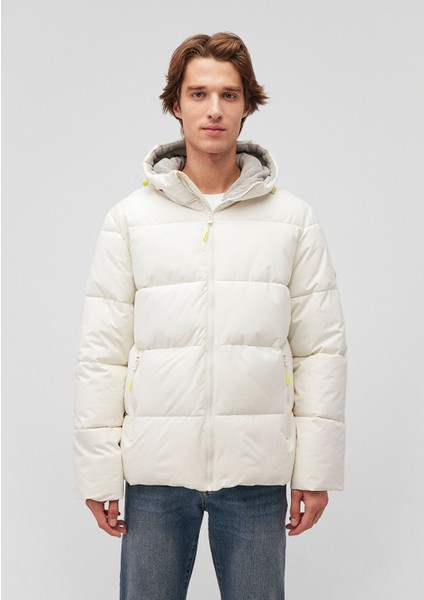 Kapüşonlu Beyaz Şişme Mont 0110211-71621