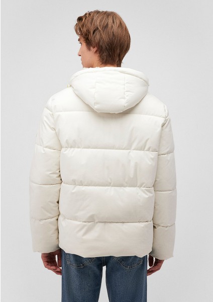 Kapüşonlu Beyaz Şişme Mont 0110211-71621