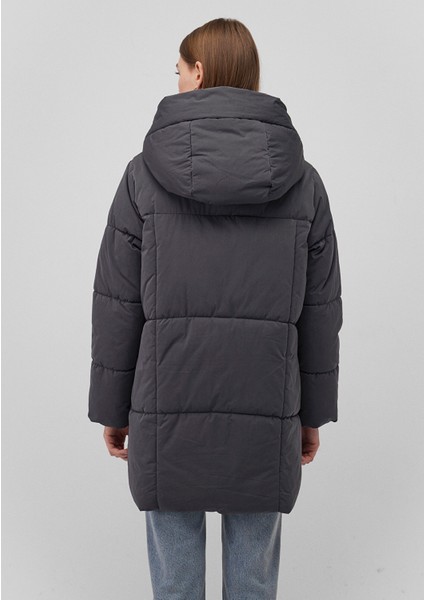 Kapüşonlu Antrasit Şişme Mont 1110489-80106