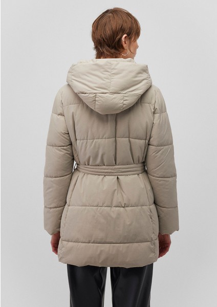 Kapüşonlu Bej Şişme Mont 1110045-70154