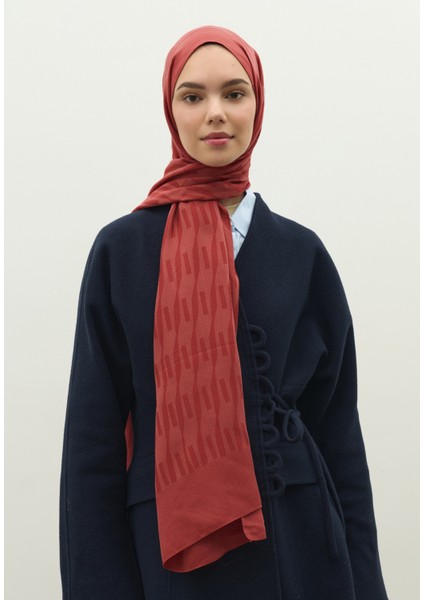 Nara Pamuk Floş Jakarlı Şal Soft Kırmızı