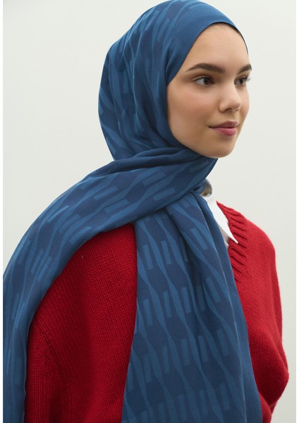 Nara Pamuk Floş Jakarlı Şal Indigo fırsatları